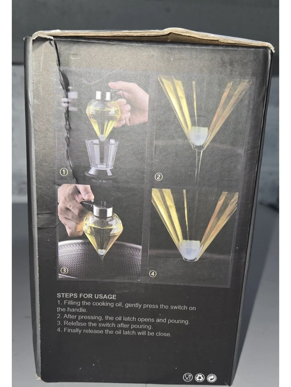 Diamond Glass Oil Pot And Holder - For Oil, Honey, Syrup, Other, Capacity 200ml